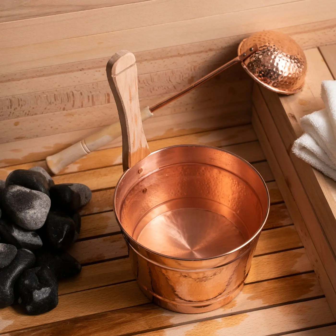 Copper Sauna Bucket and Ladle Set %100 Solid Copper | Handmade Spa Accessories | Hammam Copper Bathroom Accessories