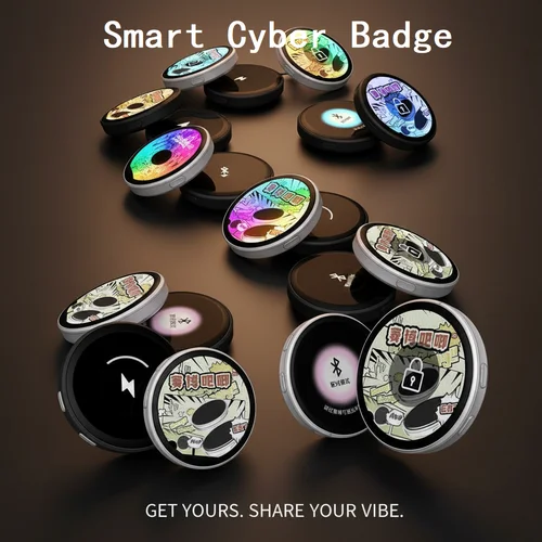 Insignia electrónica dinámica de Anime, Pin de pantalla, etiqueta fotográfica, insignia cibernética inteligente, pantalla HD de 1,7 pulgadas, pantalla electrónica Bluetooth