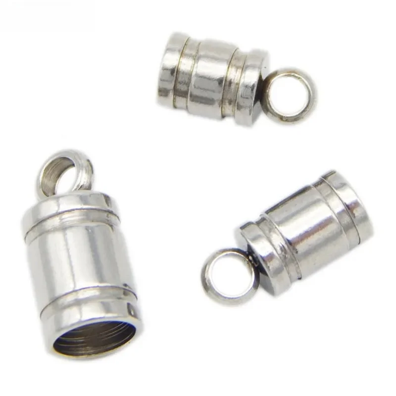 REGELIN Zaślepki ze stali nierdzewnej Skórzane zapięcia końcowe sznurka Zagniatany koralik 20 sztuk/partia dla 2/3/4/5/6mm Okrągły skórzany sznurek DIY Złącze — zdjęcie 2