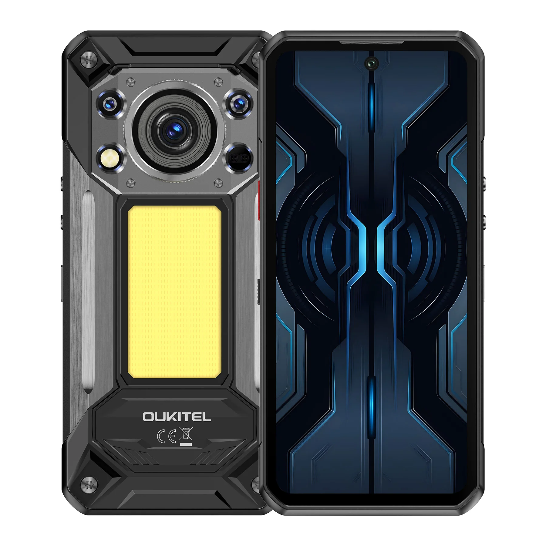 OUKITEL WP500, 5G Outdoor-Smartphone mit Wärmebildkamera, 10000mAh Akku, 45W Schnellladung, 36GB (12+24) RAM + 1TB ROM, Dimensity 8300, 6,78" 120Hz, Campinglicht.