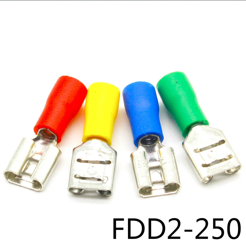 

FDD2-250 Female Insulated Electrical Crimp Terminal for 16-14 AWG Connectors Cable Wire Connector 100PCS/Pack FDD2-250 FDD