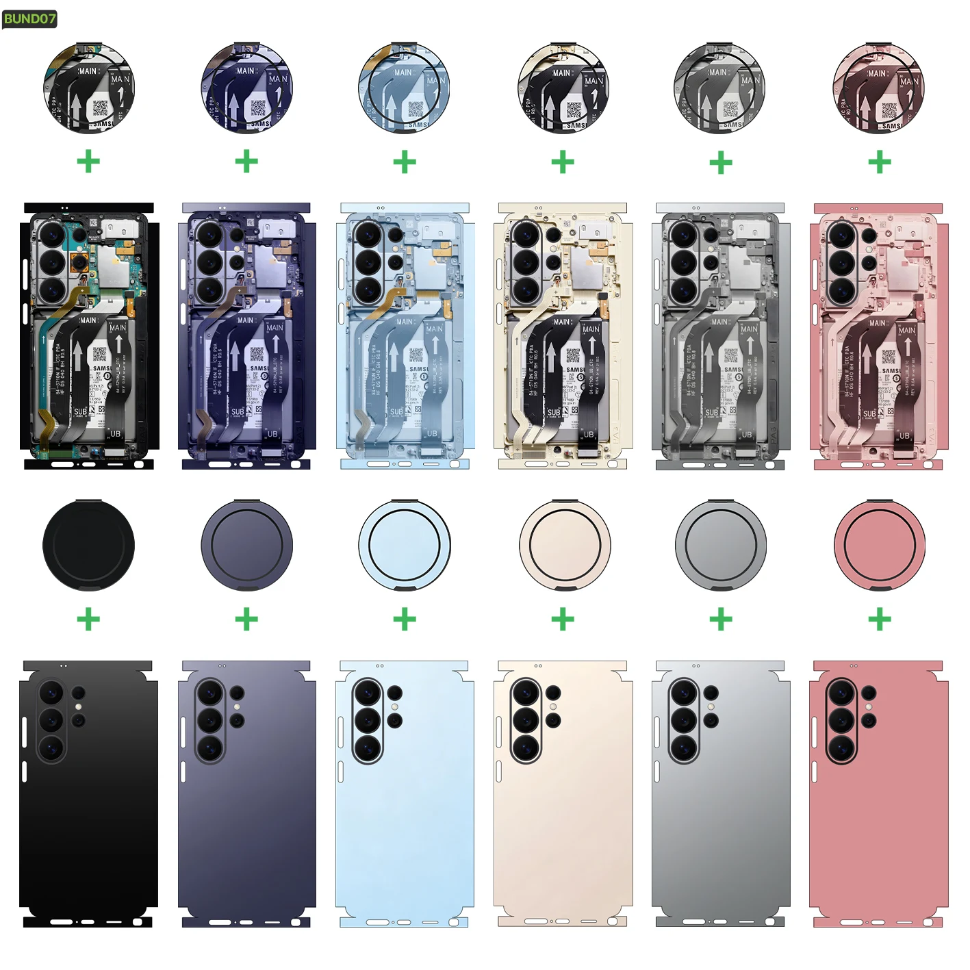 

Premium Phone Skins for Samsung Galaxy S26 Ultra / S26 / S26 Plus / S25 / S24 / S23 Ultra – Vinyl Stickers - Bundle007 By Nexa