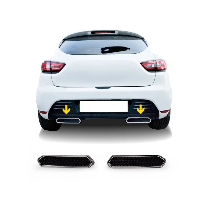 For Exhaust diffuser Renault Clio 4 2pcs. Model 2012-2019. Abs + stainless steel. A + quality automotive modified design