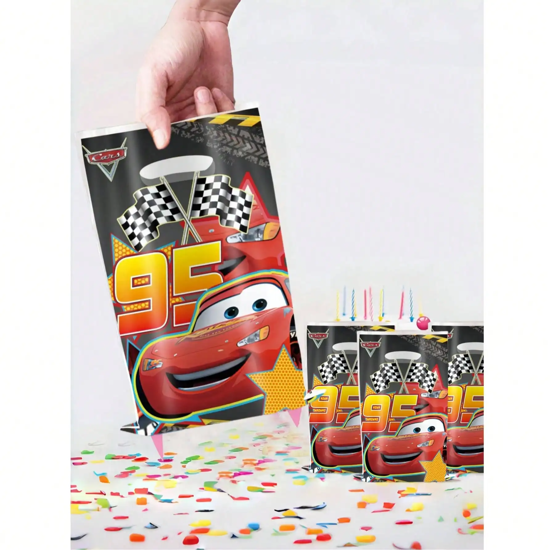 

10/20/30 Disney McQueen подарочная коробка, упаковочная сумка, милый мешок для конфет с героями мультфильмов, креативный дизайн с принтом автомобиля, подходит для вечеринок, дней рождения