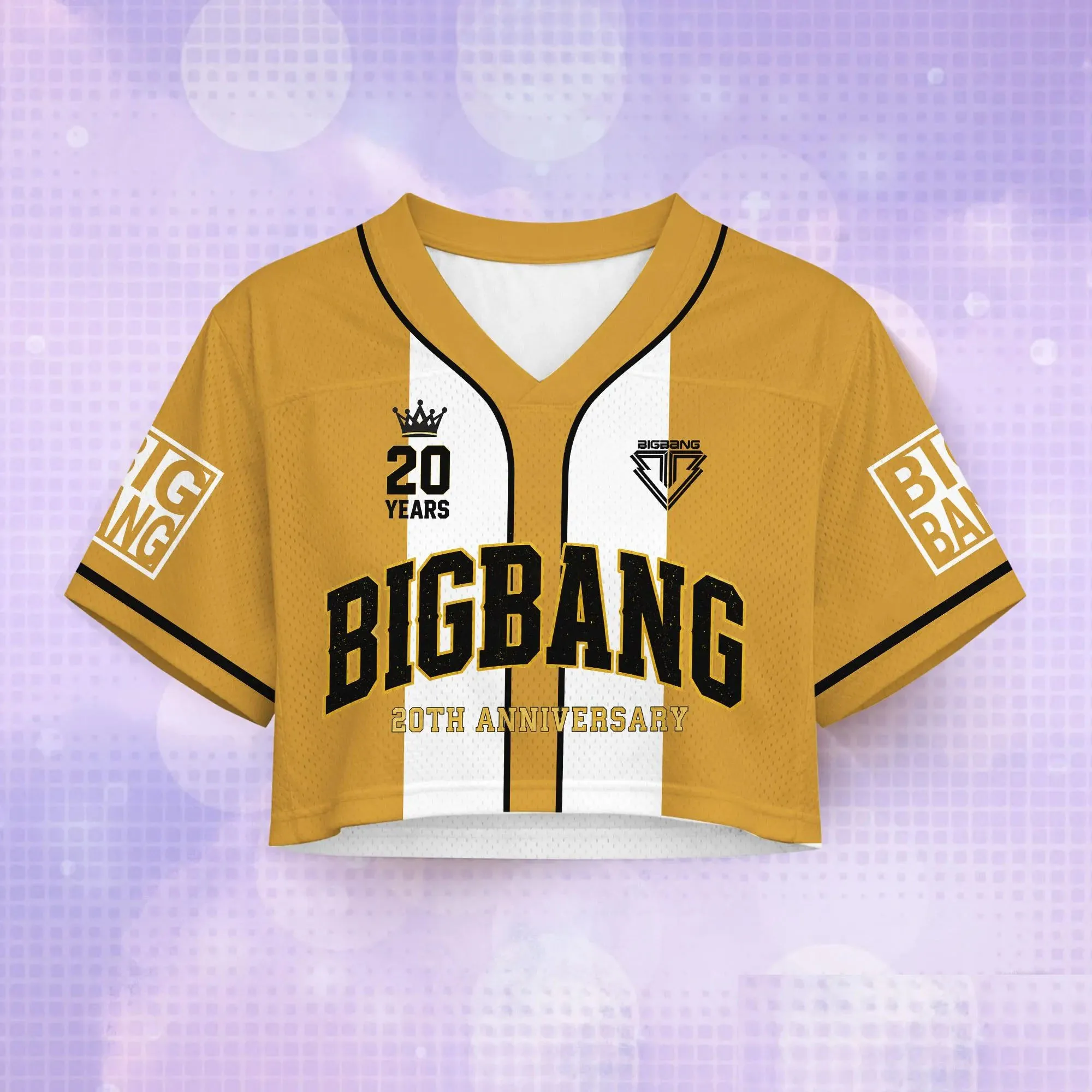 Women BIGBANG IS BACK 2026 World Tour Crop Jersey Top 20th Anniversary Short Sleeve V-Neck Tee K-Pop Fan Merchandise