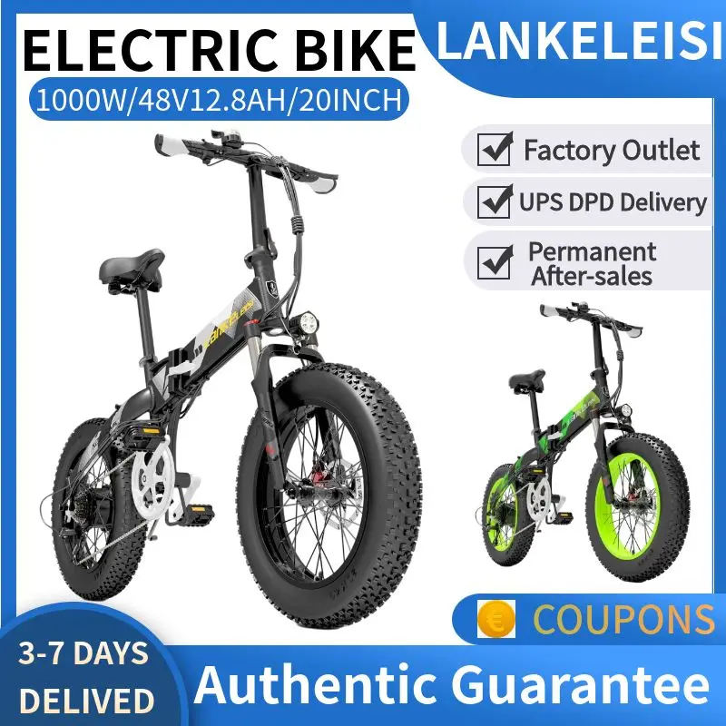 LANKELEISI X2000PLUS 20*4.0 FAT TYRE 1000W 48V12.8AH HYDRAULIC BRAKE 48V12.8AH Lithium Battery Folding Fat bike Snow Bike