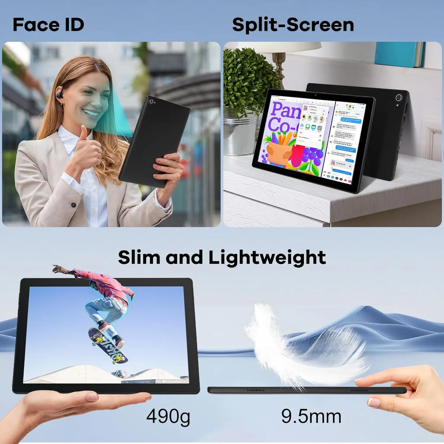 AEEZO Android 14 10 inch Octa-Core Tablet 8GB RAM+64GB ROM (Expand to 1TB) with Bluetooth5.3 WiFi 6 5MP+8MP Camera Fast Charging
