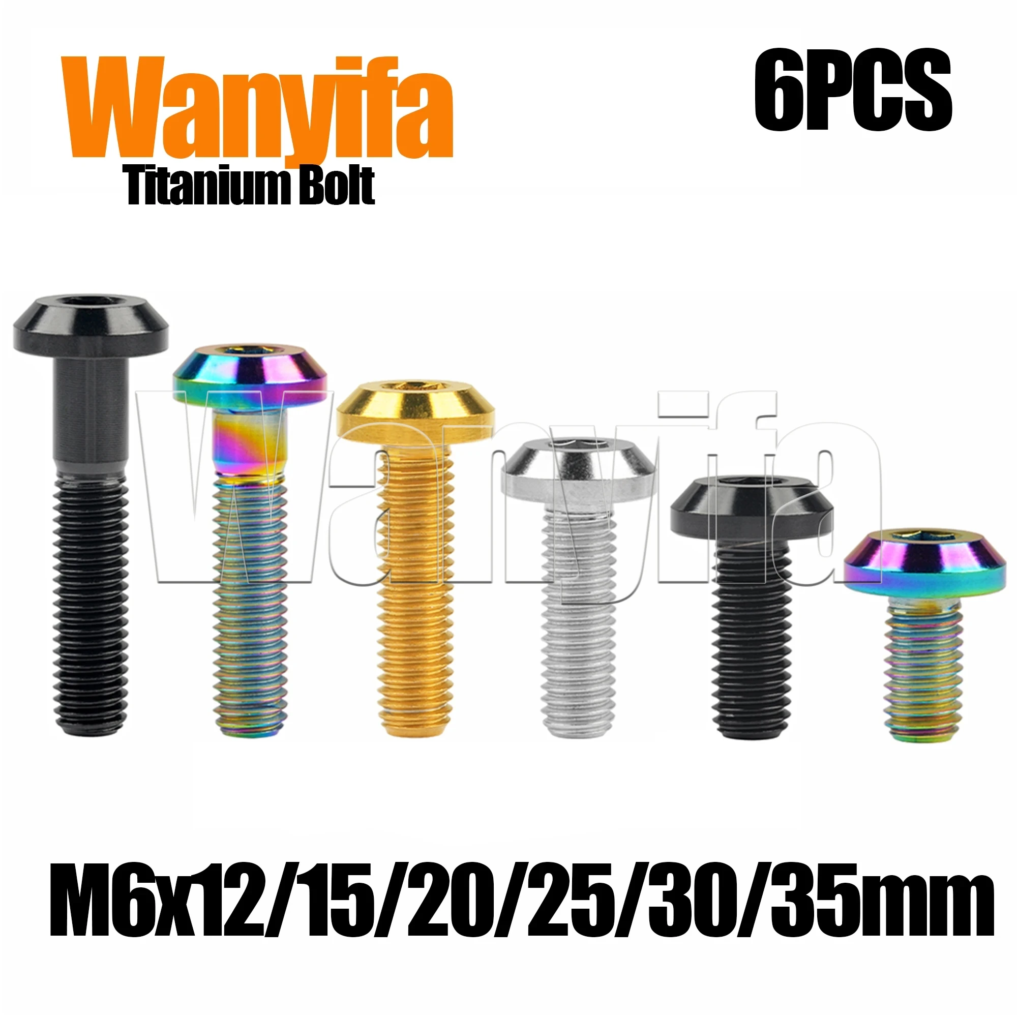 

Wanyifa 6Pcs Titanium Bolts M6x12/15/20/25/30/35mm Thick Umbrella Head Ti Allen Screws for Bike Motorcycle Modified Fasteners