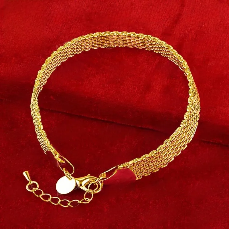 ALITREE 18K złota bransoletka z paskiem do zegarka prezent dla kobiety mężczyzna urodziny wesele biżuteria zaręczynowa szerokość 10mm łańcuszek — zdjęcie 2