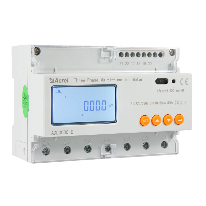 Acrel ADL3000 Din Rail Solar Power Meter Bidirectional 80A RS485 Modbus-RTU Pairing Zero Export Device for Solis Inverter