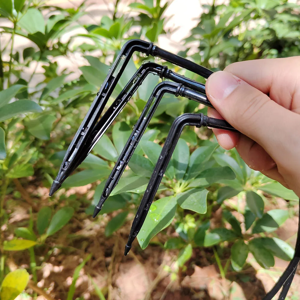 WUJIE 50PCS Bend Arrow Dripper Micro Drip Irrigation Kit Emitters for 3/5mm Hose Garden Watering Saving Micro Dripper Greenhouse