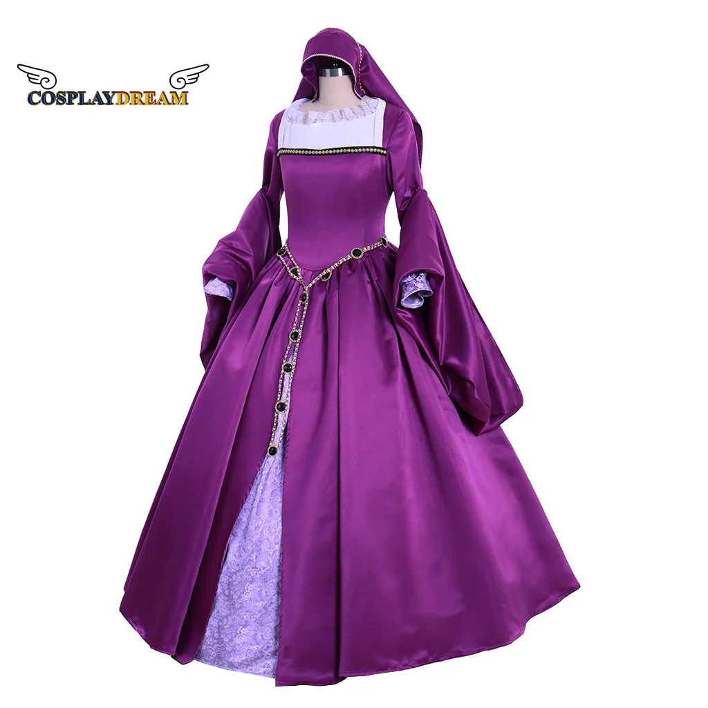 Victorian Queen Elizabeth Tudor Period Tudor Renaissance Medieva Anne Boleyn Dress Gown Purple Dress Anne Boleyn Costume