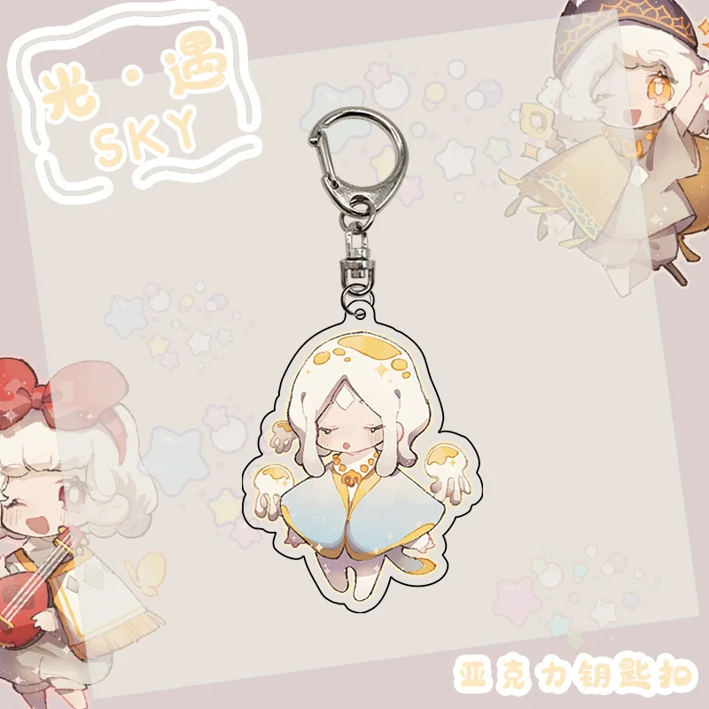 24 Pieces Sky:Children Of Light Cartoon Anime New Keychains Acrylic Keyrings Cute Pendant Key Chains Decor Birthday Xmas Gift