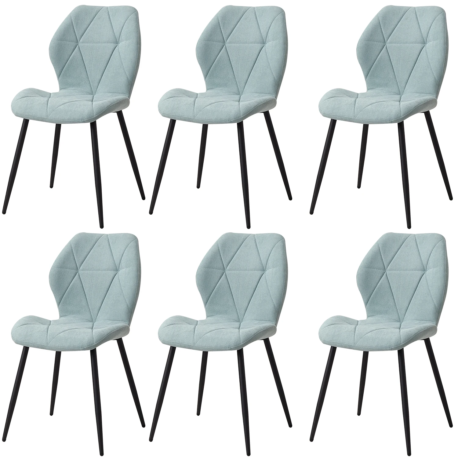 EGOONM Set van 2/4/6 Eetkamerstoelen Gestoffeerde Gewatteerde Linnen Stof Keukenstoelen Metalen Poten voor Balkon Restaurant Eetkamer