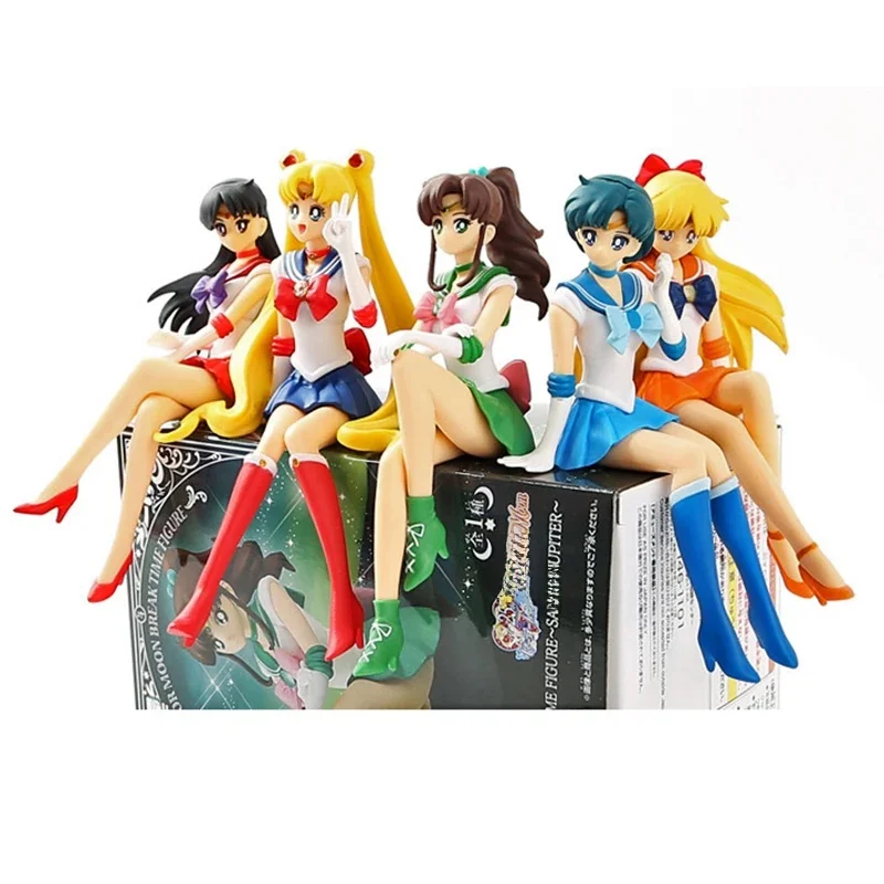13,5 cm Anime Sailor Moon Modell Hino Rei Autozubehör Sammlung PVC Puppe Sailor Mars Jupiter Mercury Venus Figuren Spielzeug Geschenke
