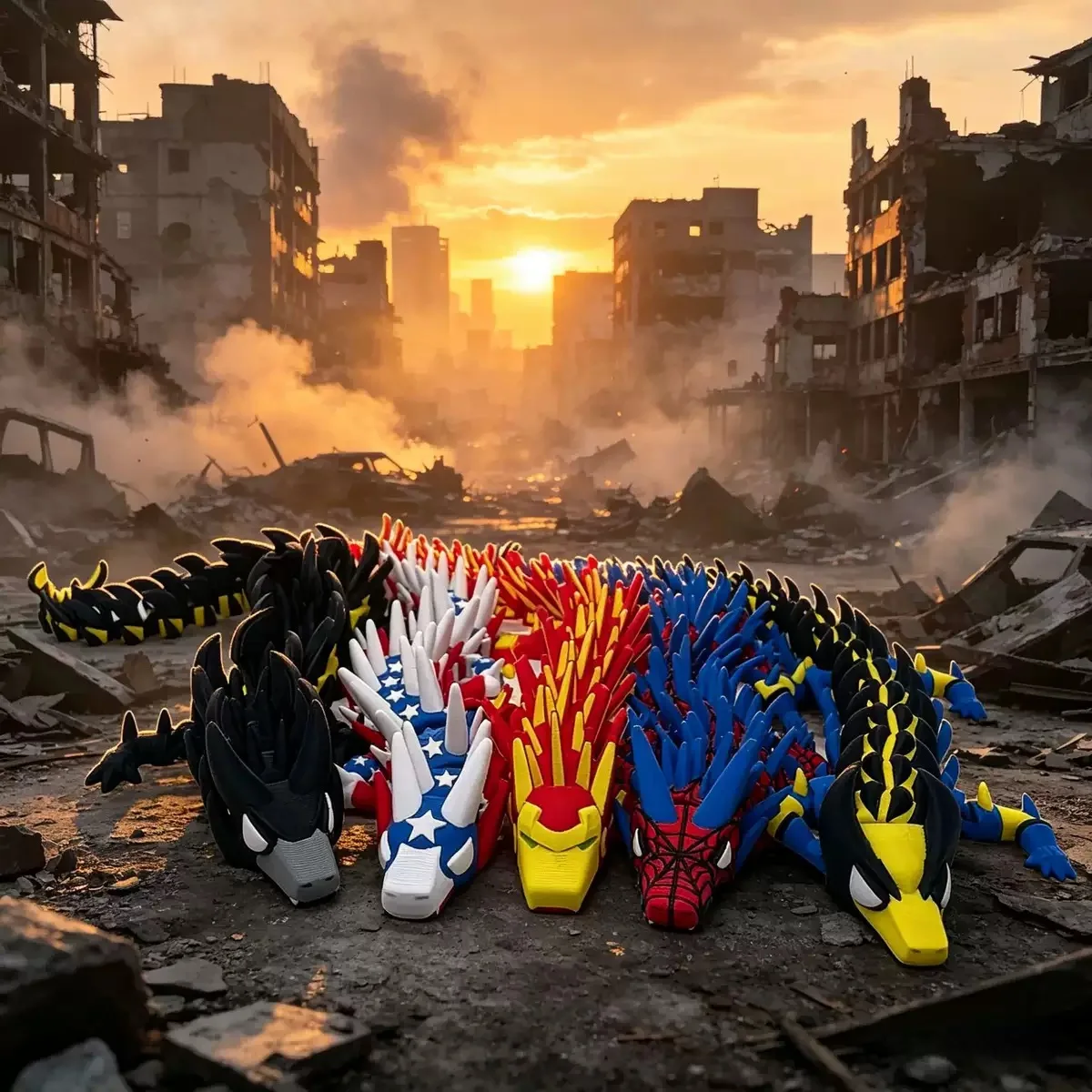 15inch Hero and Villain 3-D Printed Dragons Figurines Colorful Design and Detailed Features Home Ornament Birthday Gift