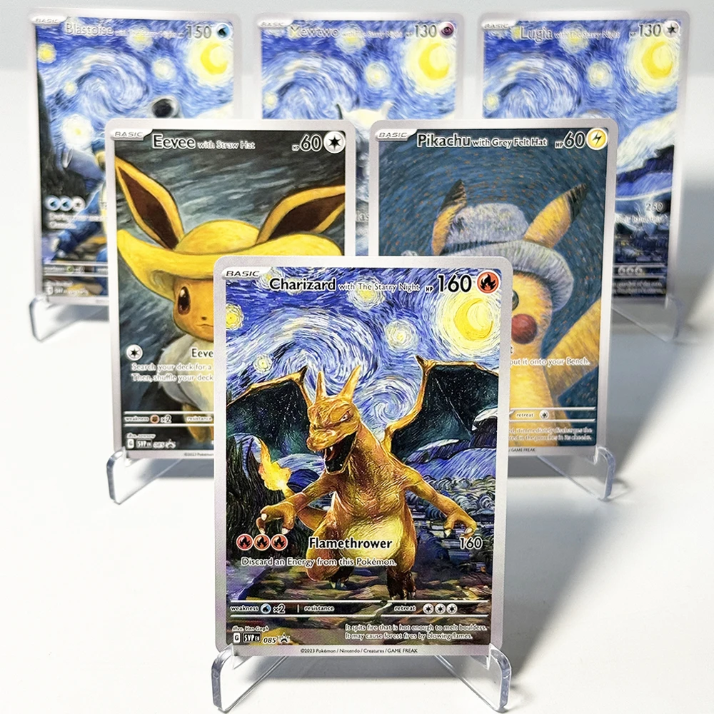 PKM X Van Gogh Fan-Art-Kartenspiel: Reguläre Proxy-Seltene DIY-Karten PTCG Bestseller mit dem Motiv „Die Sternennacht“ # 85 Sammelkarten für Spielzeug-Geschenkgutscheine