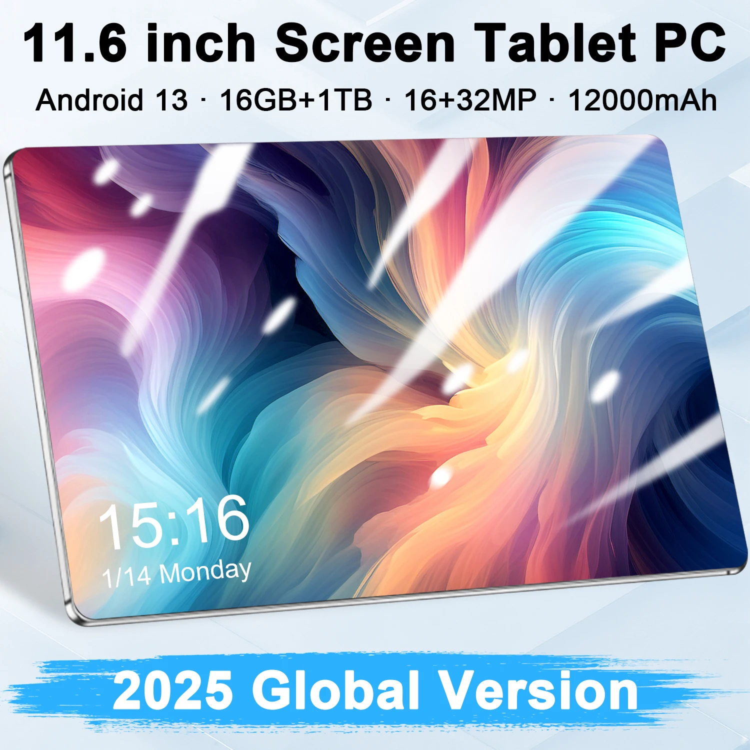 5G 2025 New Global Version 11.6inch tablet android 16GB+1TB ROM 16+32MP 12000mAh  Android 13.0 Dual SIM GPS Bluetooth WIFI Pad