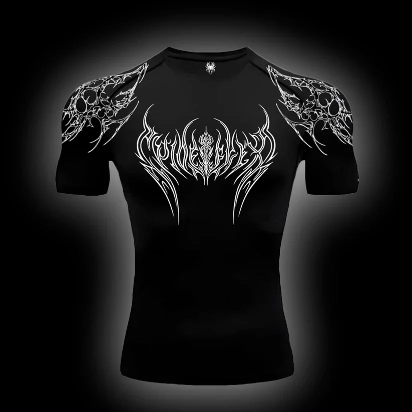 SpiderFlex Y2K Gothic Darkness Pattern Fitness Shirt America Breathable Quick Dry Fit Men Women Gym Sportswear Compressions