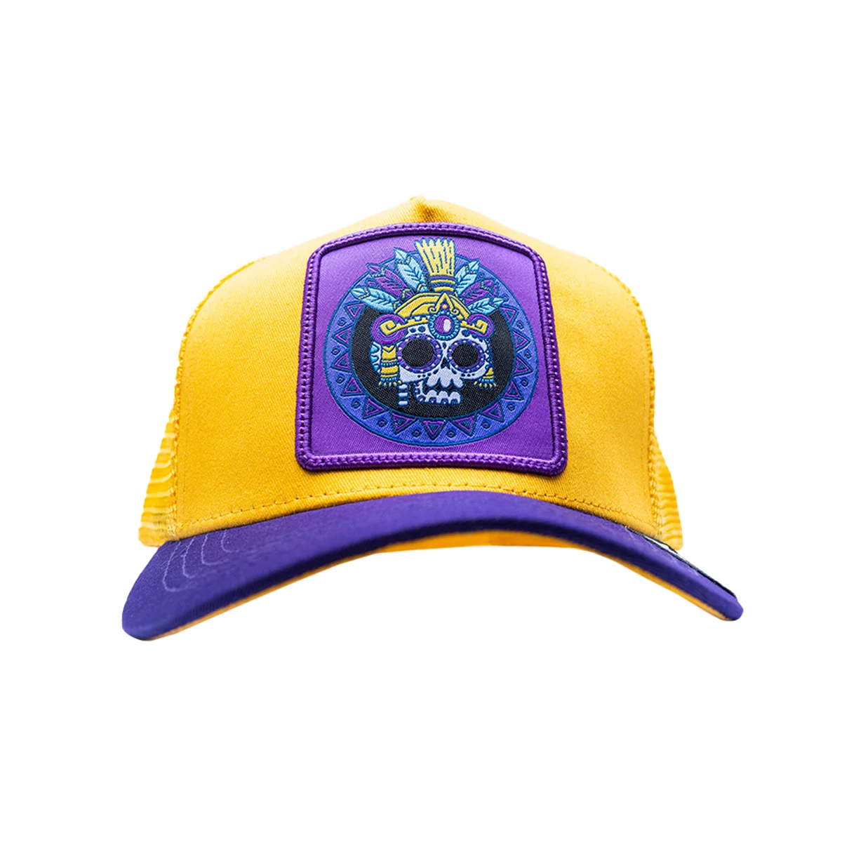 Gorra de béisbol curva con malla original Pook Calaca Amarillo