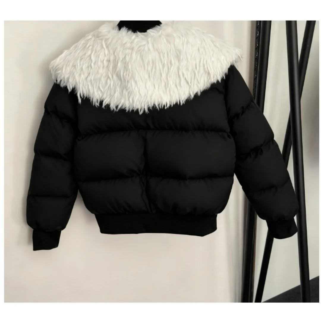 

New Winter 2025 Women's Embroidered Jacquard Detachable Woolen Lapel Long-sleeved Cotton Zipper Jacket