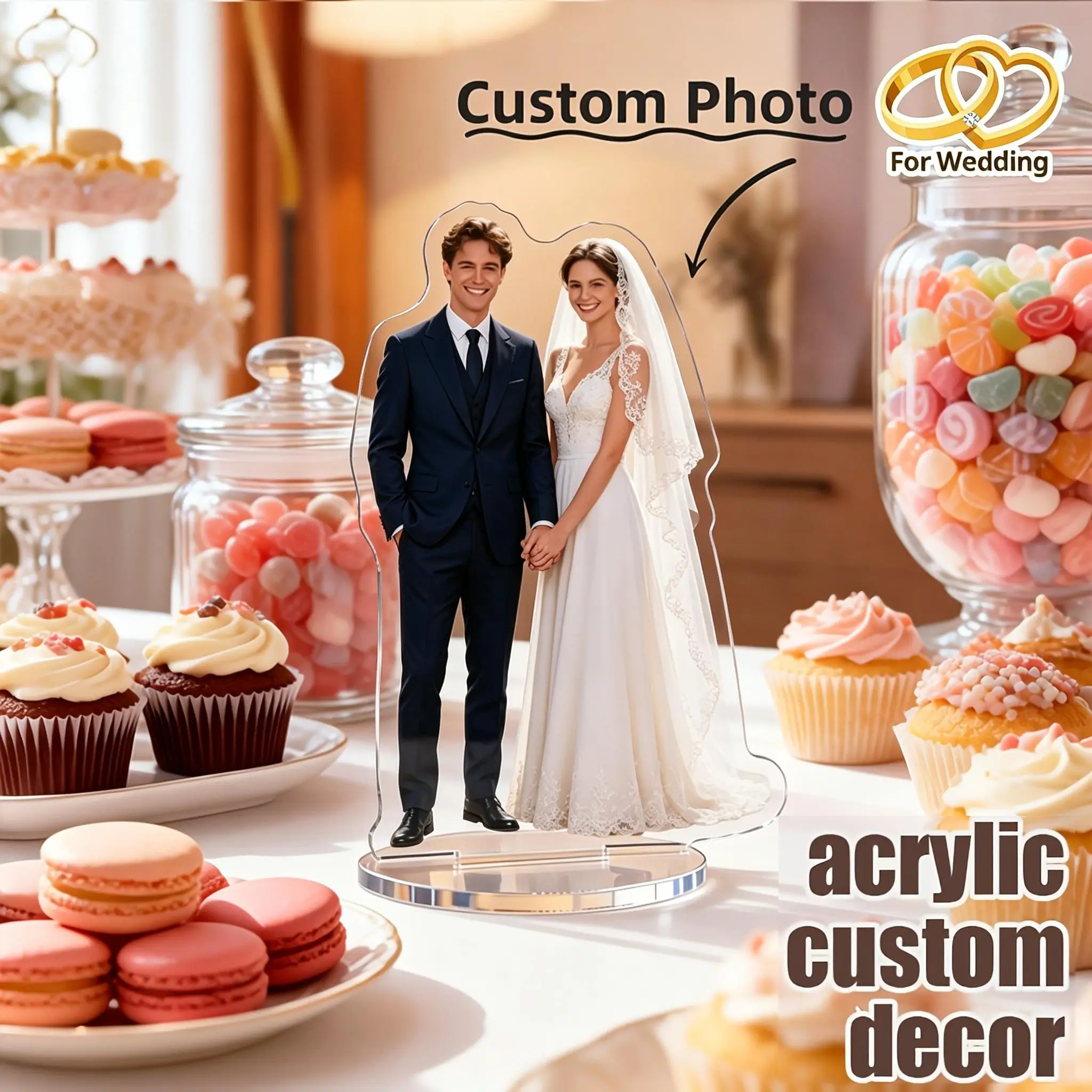 Decorative signs and plaques: one custom 2D flat acrylic frame, personalized couple celebrity family portrait acrylic display st