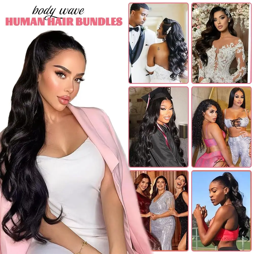 브라질 버진 번들 바디 웨이브 인간 모발 1 3 번들 인간 모발 연장 진짜 인간 모발 번들 자연 색상 번들