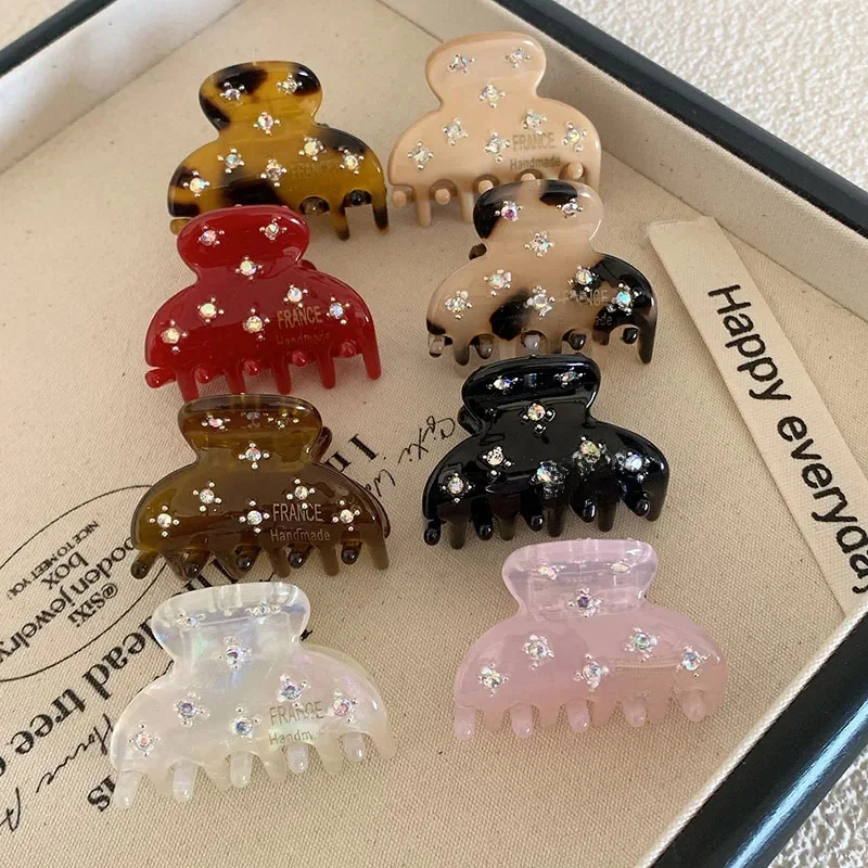 Koreański nowy uroczy 3.5cm Full Star Rhinestone mały półkola spinka do włosów moda octan Top klips z frędzlami akcesoria do włosów — zdjęcie 2