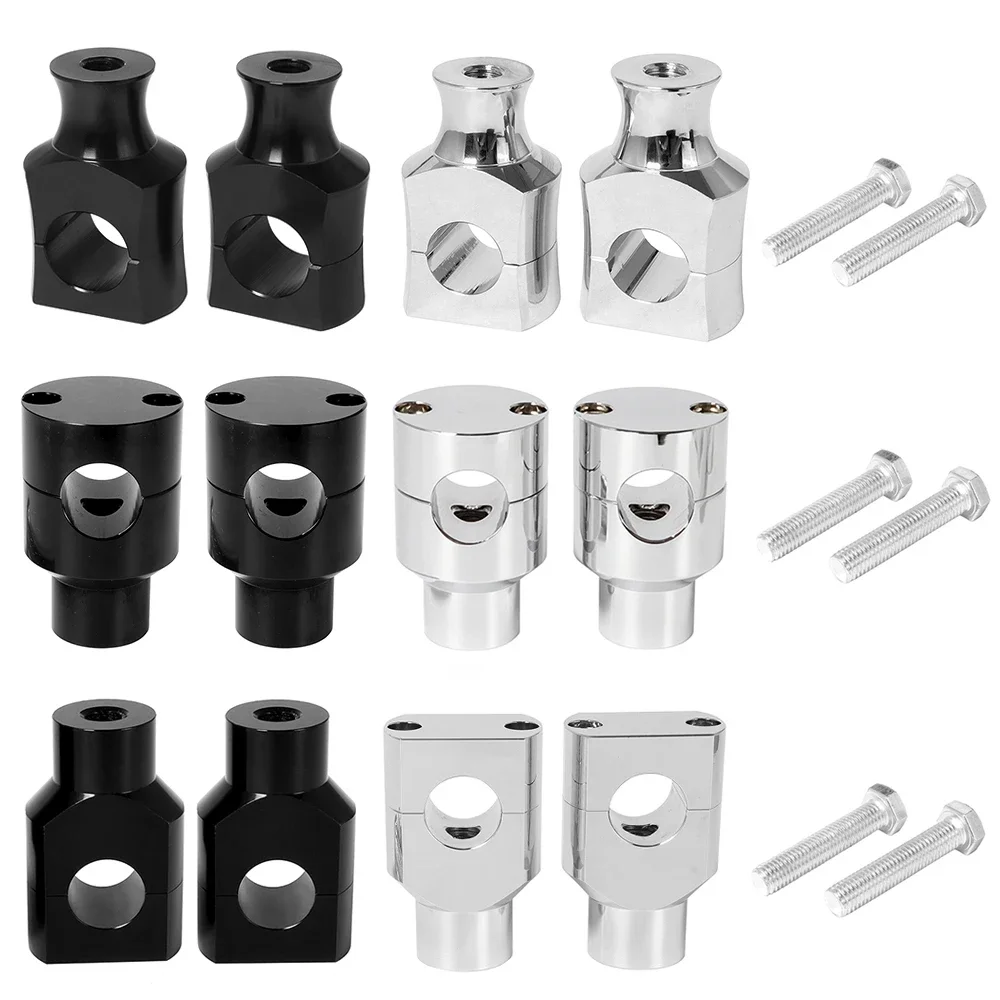 2 pinces de guidon de moto en aluminium, 7/8 "1", pour Harley Custom Springer Bobber Chopper 22mm 25mm, barre de poignée noir/Chrome