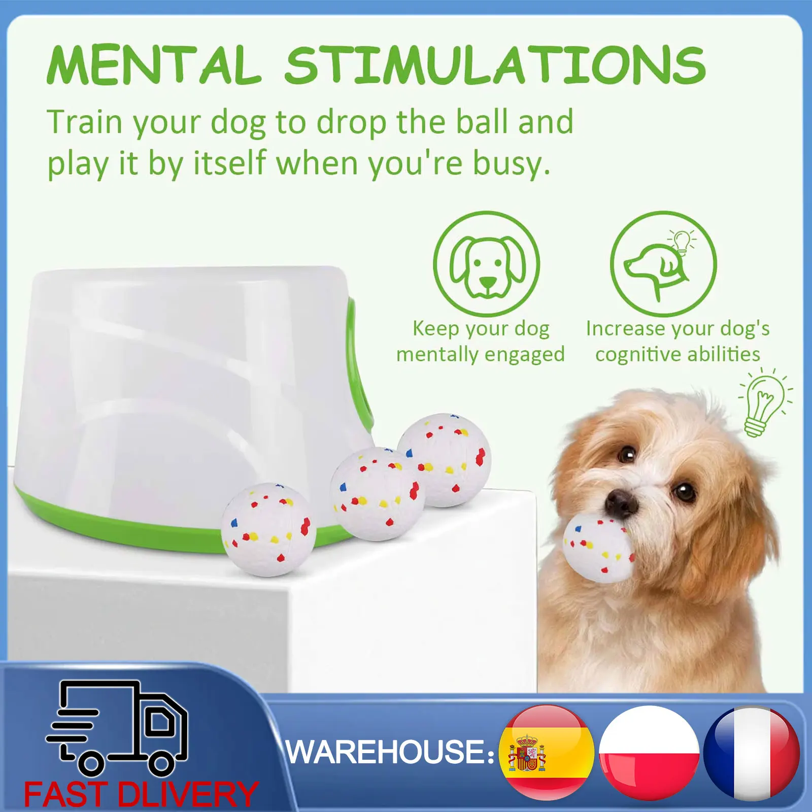 Lanceur de balles automatique rechargeable pour chiens, mini lanceur de tennis, catapulte à billes, jouet interactif pour chiens, entraînement de la poursuite
