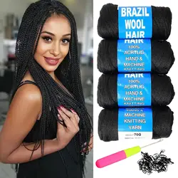 Brazilian Eco-Friendly Synthetic Wool Hair Extensions for Braiding, Ideal for Women's Senegalese Twists and Faux Locs Styles 50m