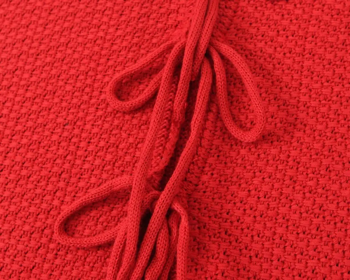 TRAFZA Casual Red Knitted Bow Vest Women O Neck Sleeveless Sweater Cardigans Fashion 2024 Autumn Winter Elegant Women Waistcoats