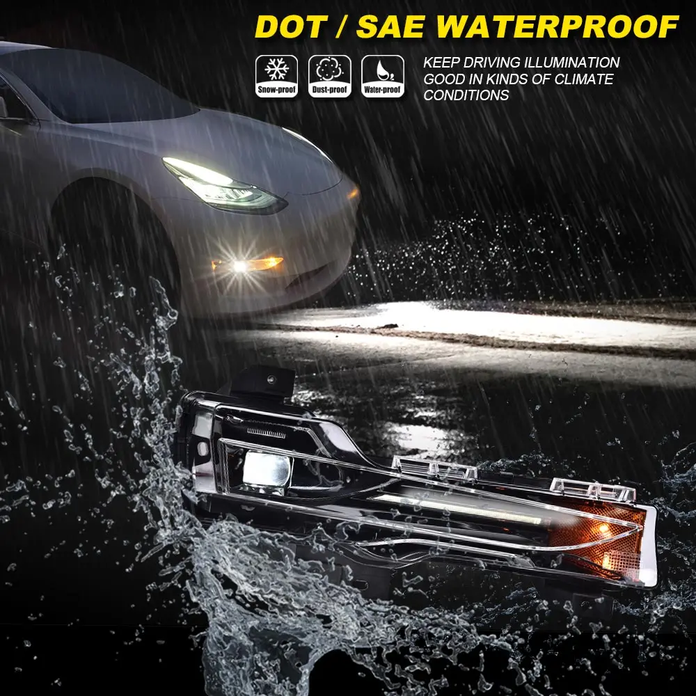 

Подходит для Tesla Model 3 Y 17-23 правая фасция противотуманная фара Drl Up-Level Rh Side