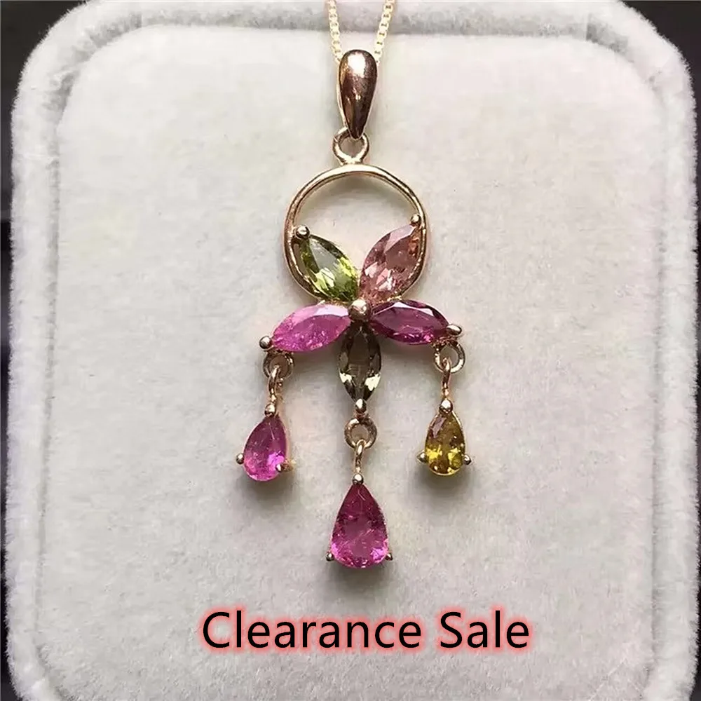 

KJJEAXCMY Boutique Jewelry Tourmaline Pendant 925 Silver Inlaid Crystal Gemstone Party Birthday Wedding Gift New Year Clearance