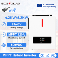 ECGSOLAX 4.2KW 6.2KW Hybrid Solar Inverter 24V 48V 230V Pure Sine Wave Hybrid Inverter With 120A MPPT Charge Controller PV 500V