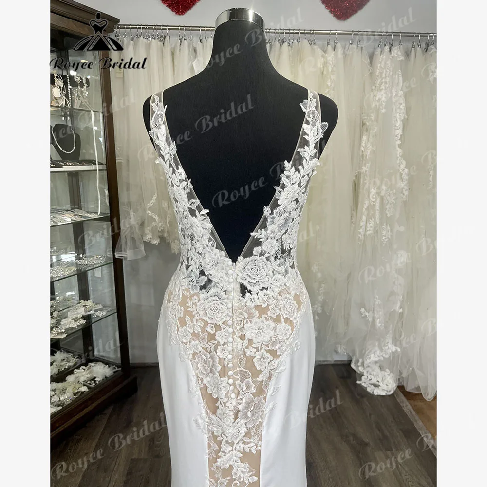 Vestido de novia de corte sirena con Espalda descubierta, traje de novia Sexy con apliques de encaje, escote en V, Estilo Vintage bohemio, 2024