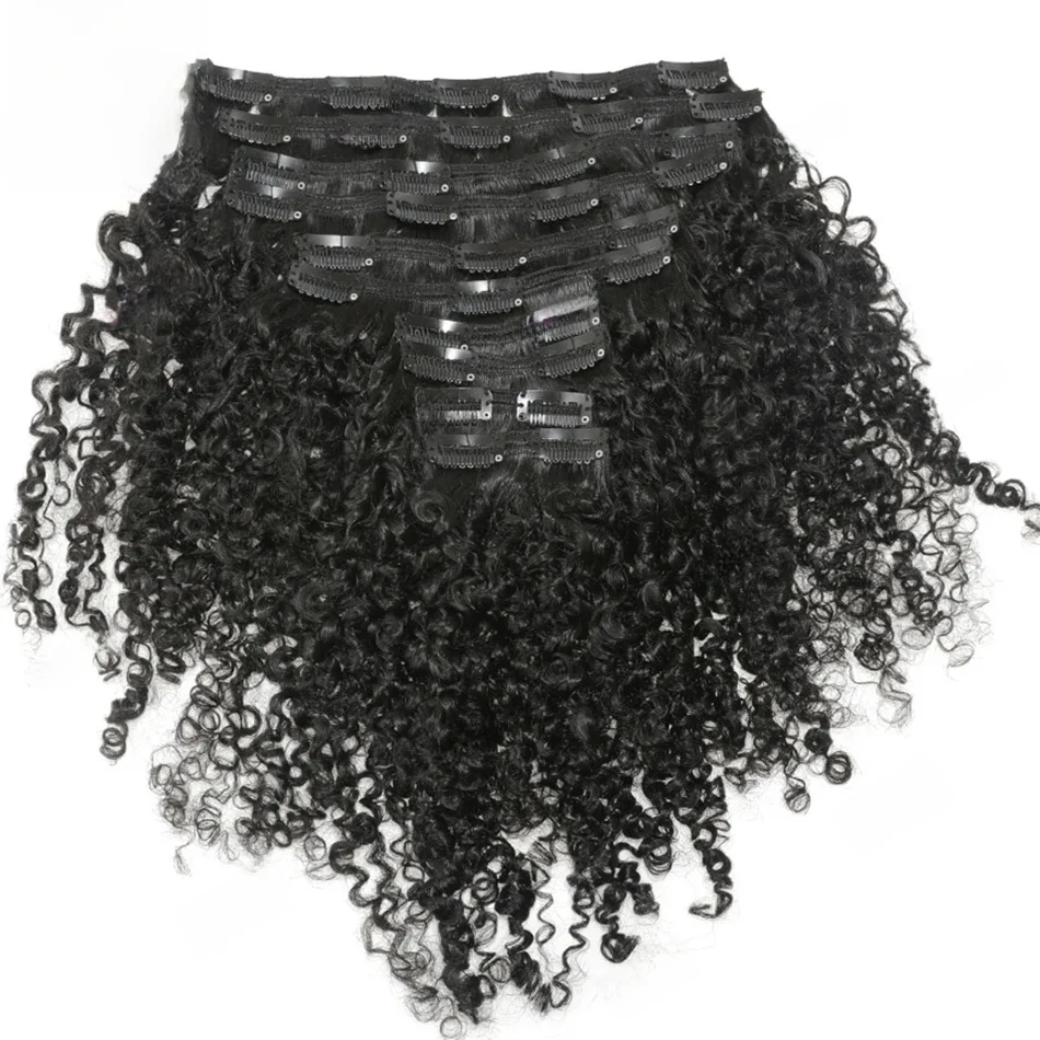 Luffy-Extensions de Cheveux Humains Crépus et Bouclés pour Femme Noire, 8 Pièces, 70g, 100g