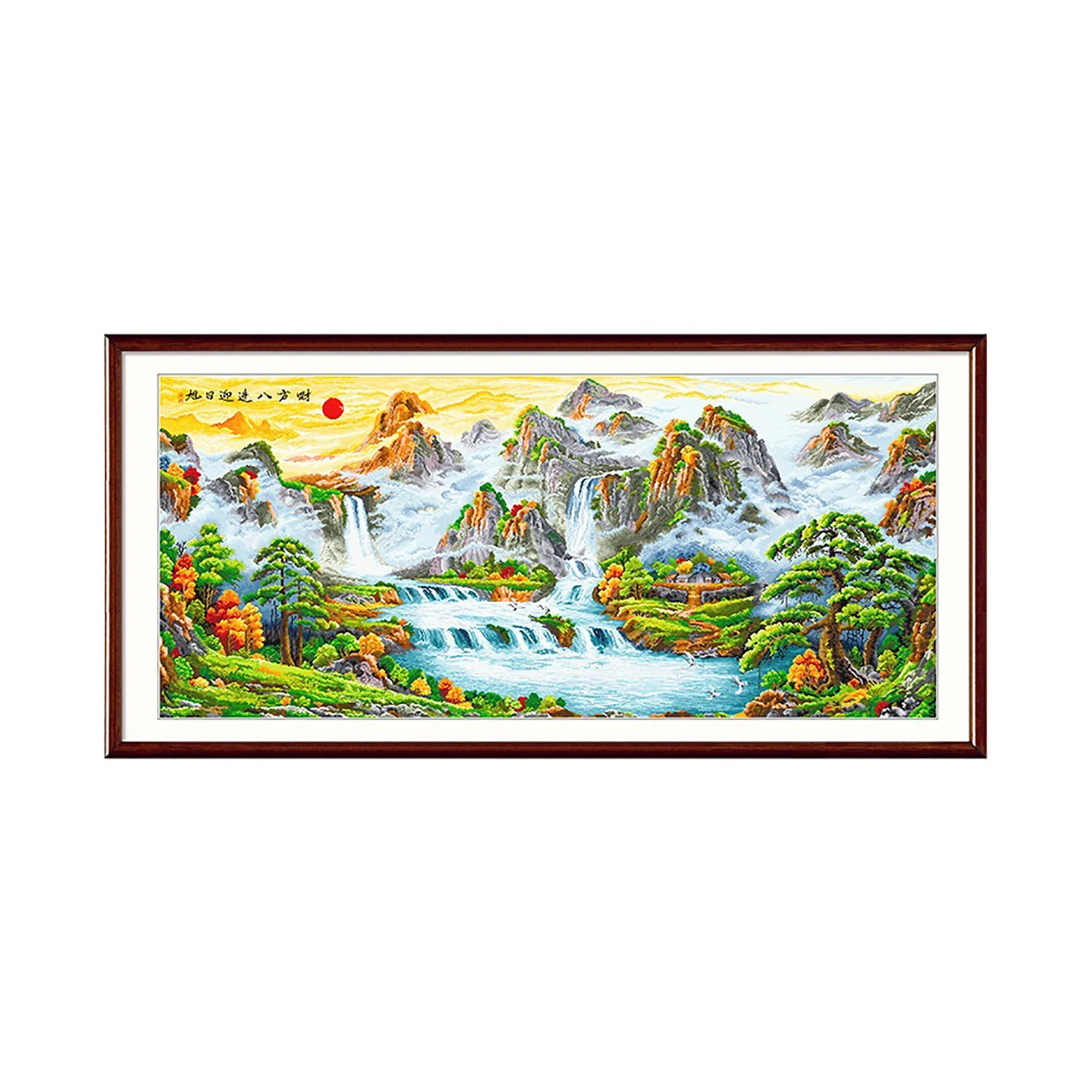 

The Rising Sun Landscape Mountains Stamped Cross Stitch Kit, 85.8" x 39.4"