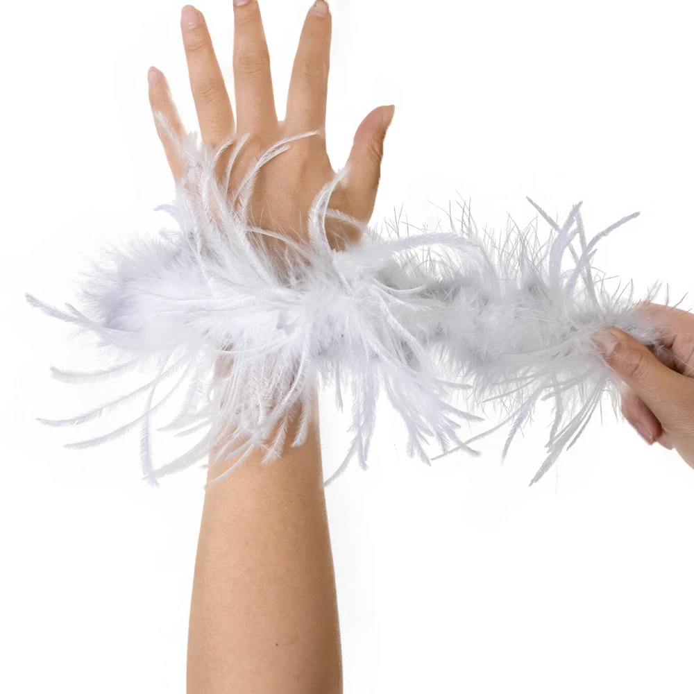 1 Pair Feather Snap Cuffs - Ostrich Feather Cuffs Snap on For Matching Costumes and Dresses Fashionable Wristband with Feathers