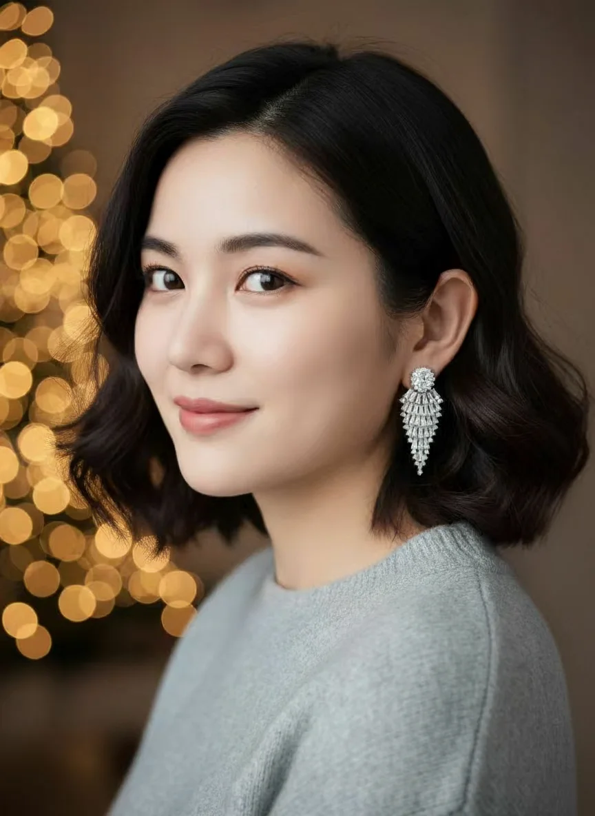 

YLMyself Pearl Dangle Earrings With Ruby White CZ, Statement Big Drop Earring For Women Wedding Party Fashion Jewelry