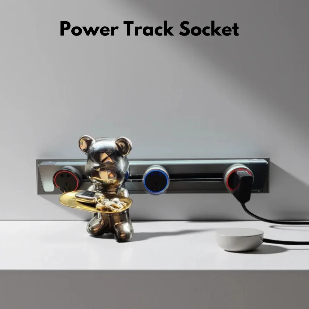 Removable Power Rail Sliding Track Socket Surface Multiplug Extension Outlet EU US Round Adapter Plug Office Kitchen Accessories
