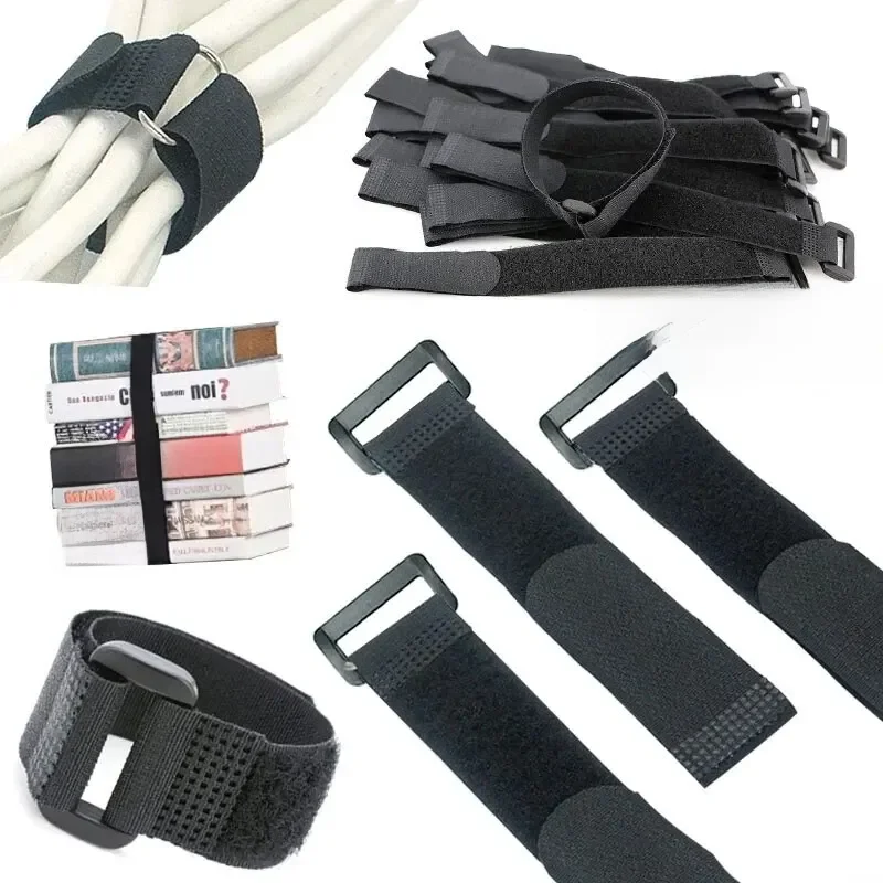 10 pièces 20*200mm, attaches zippées en Nylon auto-adhésives réutilisables, attaches de câble