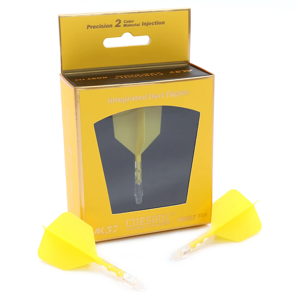 CUESOUL 929 New Launch ROST T19 Integrated Dart Shaft and Flights Big Wing Shape,Set of 3-Yellow