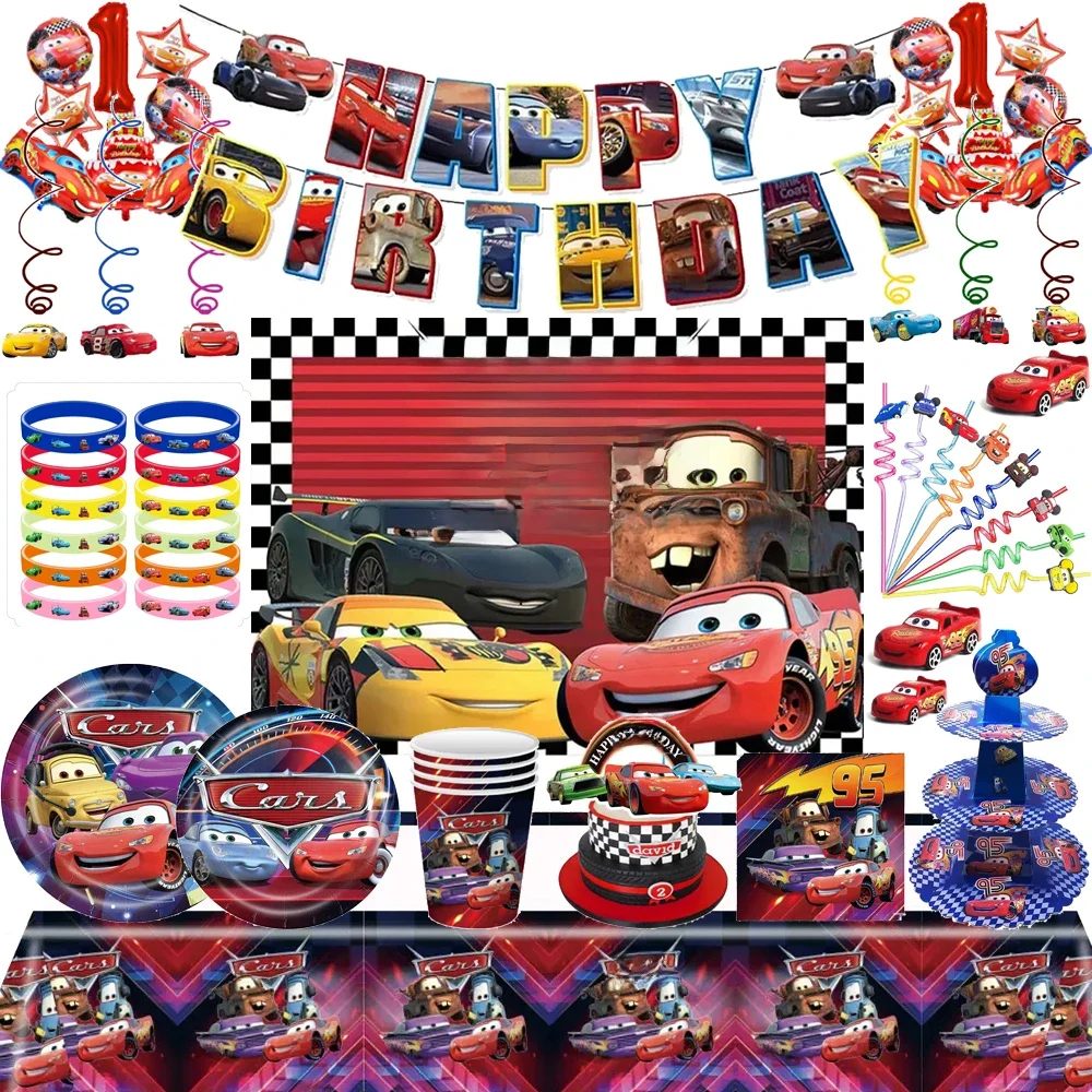 AliExpress Disney Cars Lightning Mcqueen Cycle Racing Theme Birthday Party Decoration Photography Background Custom