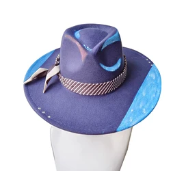 Hand Drawn Fedora Hat for Men and Women Jazz Hat Colored DIY Handmade Hat Autumn/Winter New Design Party Hat Customization