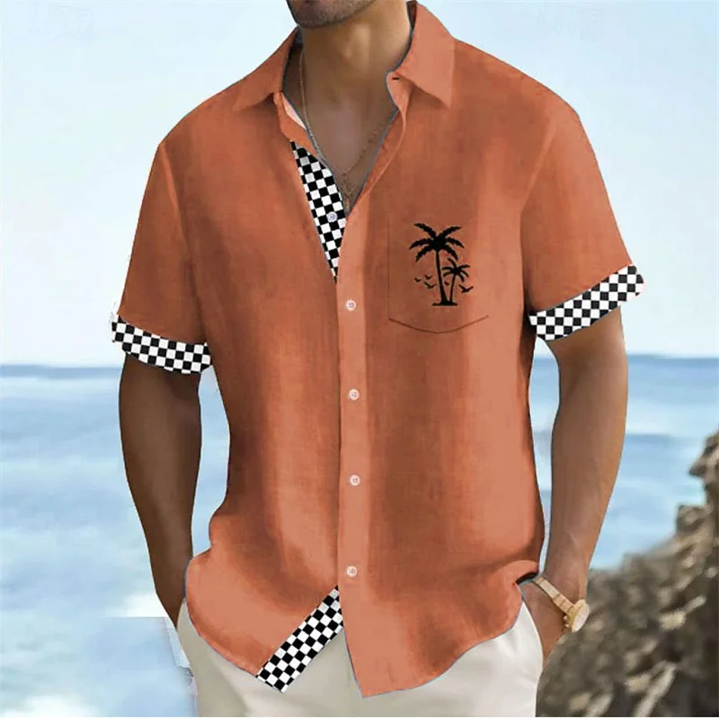 Summer new men\'s shirt butt shirt 11 color short-sleeved lapel shirt casual daily Hawaiian clothing large size XS-5XL