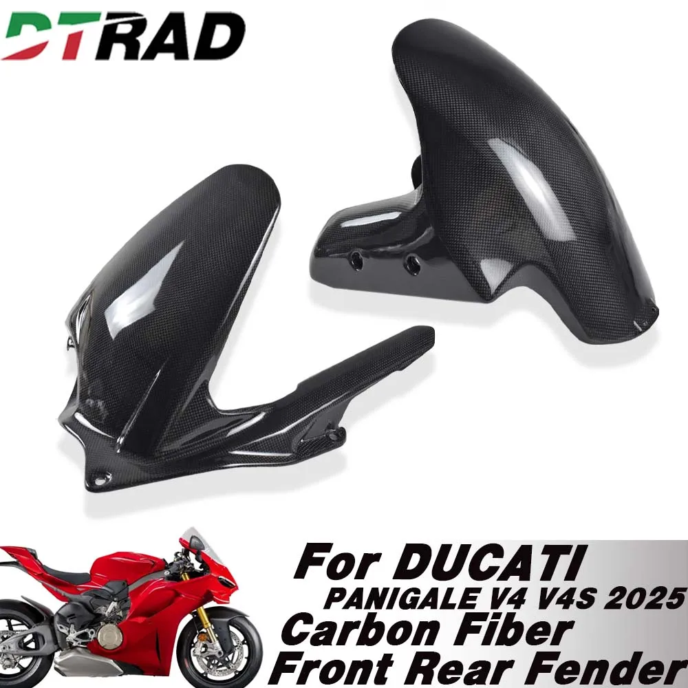 

For DUCATI Panigale V4 V4S 2025 Motorcycle Carbon Fiber Front Fender & Rear Hugger Mudguard Chain Guard With Fender Cover