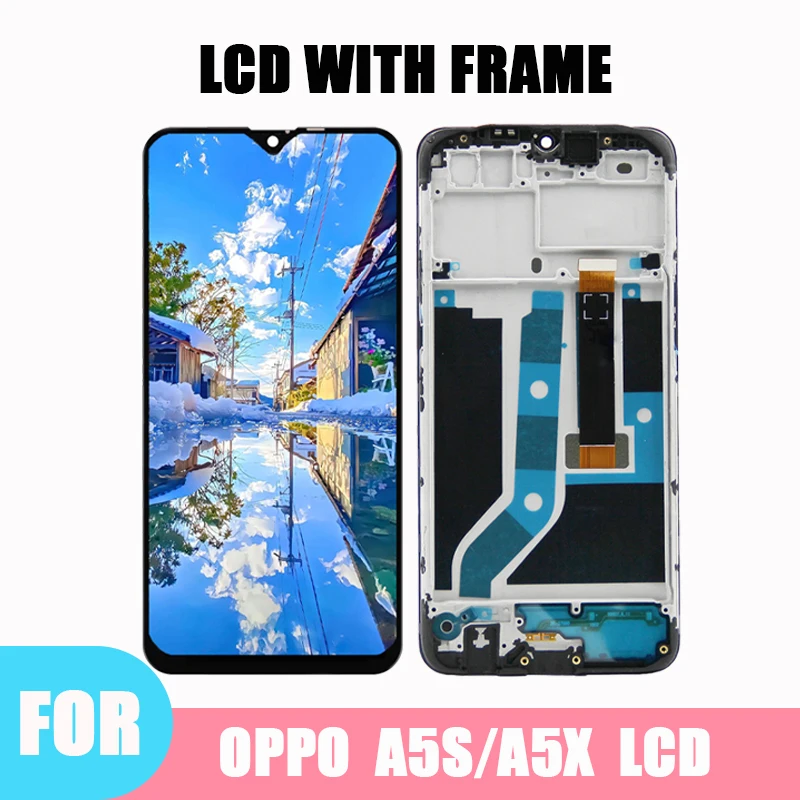 OPPO A5S CPH1909 AX5S CPH1920 LCD 디스플레이 터치 스크린 디지타이저 어셈블리 교체, 프레임 포함, 테스트 완료 6.2 인치