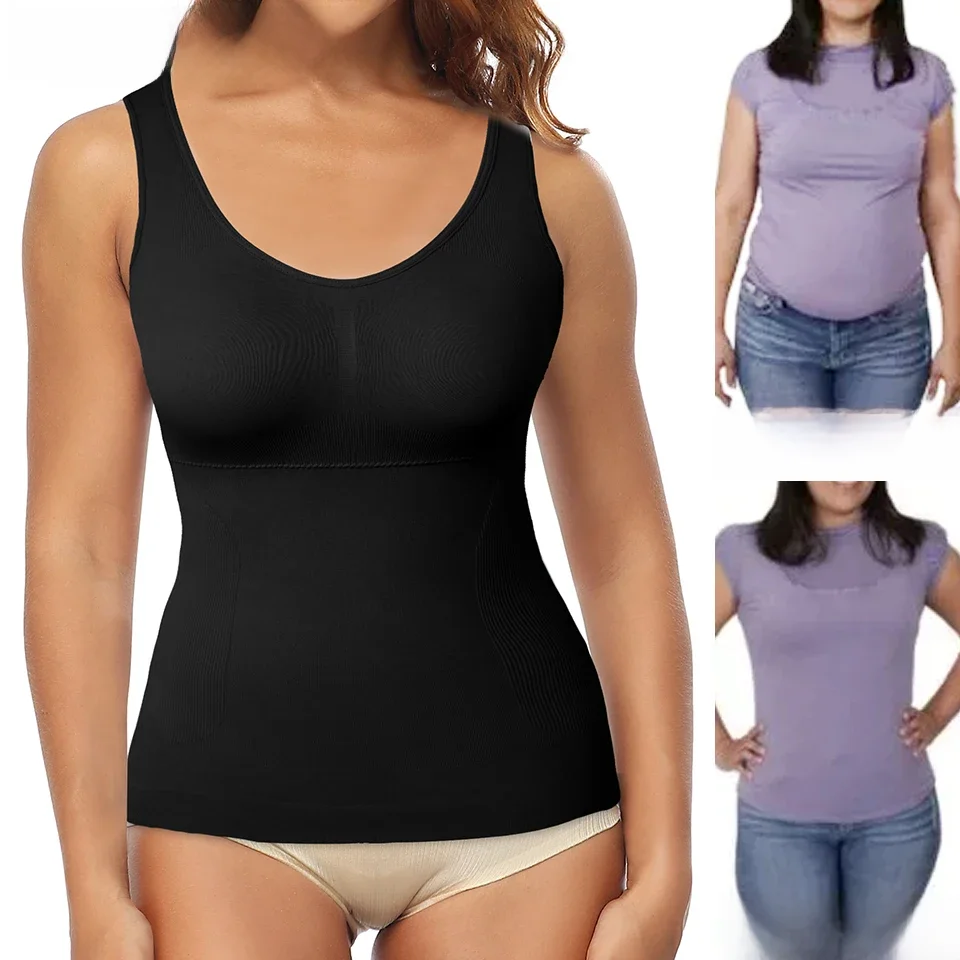 Kobiety bielizna modelująca podkoszulki kontrola brzucha bielizna modelująca bezszwowe urządzenie do modelowania sylwetki top kompresyjny bielizna wyszczuplająca gorsetowa talia koszule — zdjęcie 2