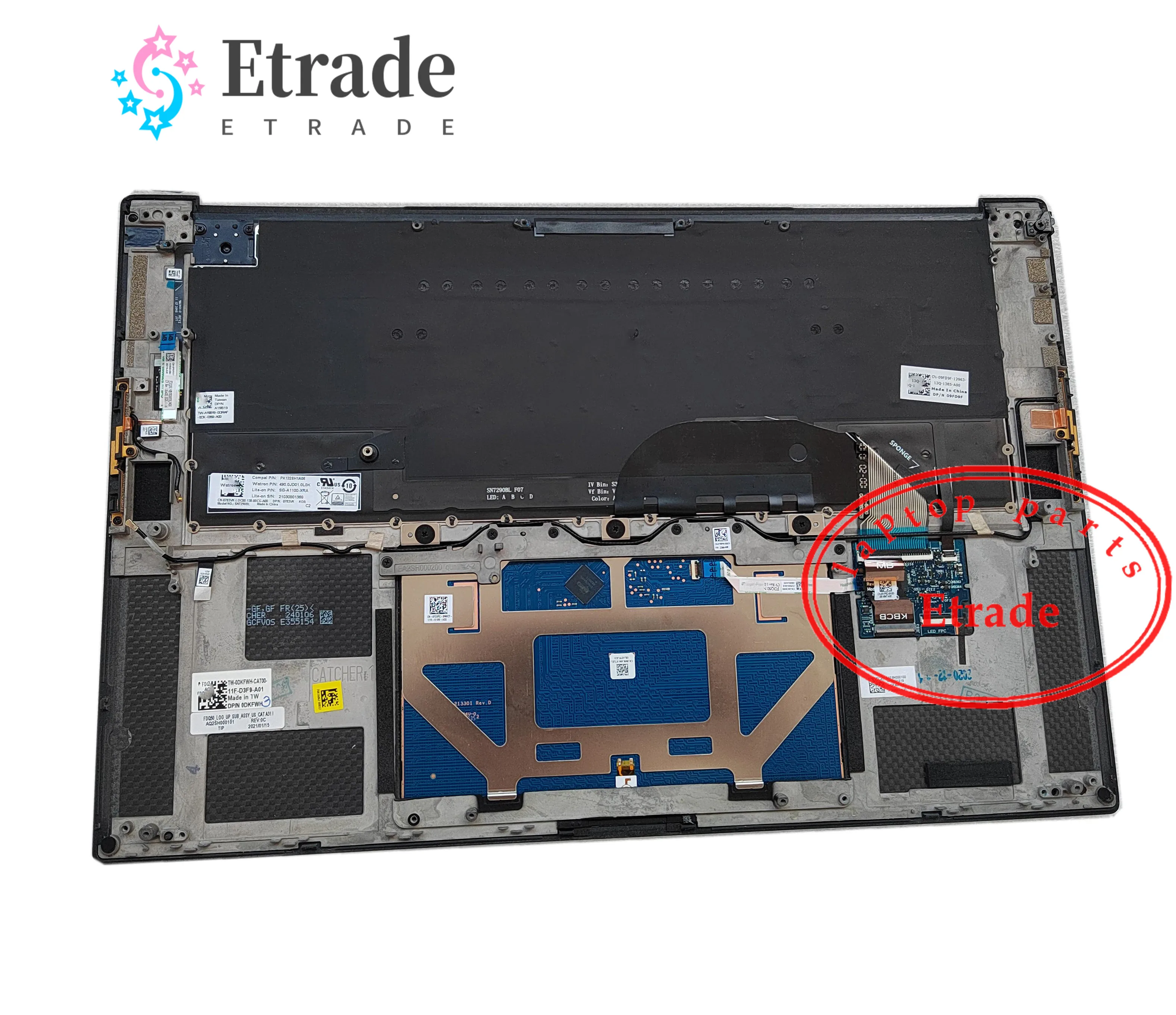 Imagem -03 - Original para Dell Xps 15 9500 Precisão 5550 Descanso de Mãos Touchpad com Teclado Case Superior Dkfwh 0dkfwh Novo
